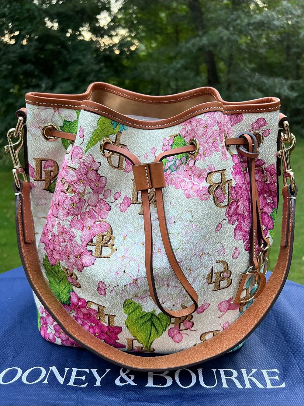 Dooney & Bourke Hydrangea Monogram Drawstring Handbag